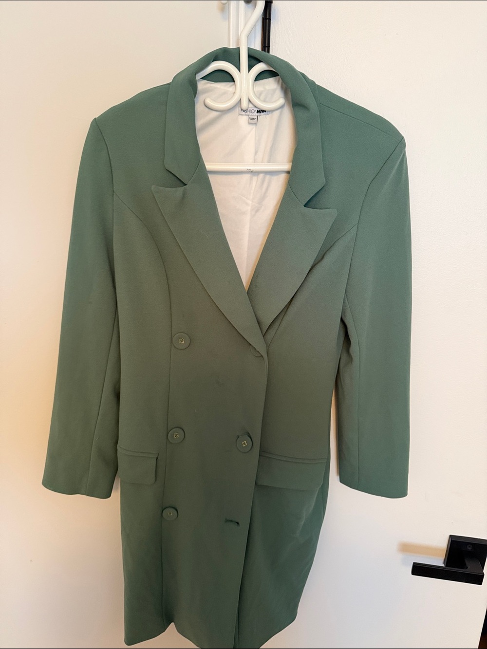 Fashion Nova Sage Green Double-Breasted Blazer